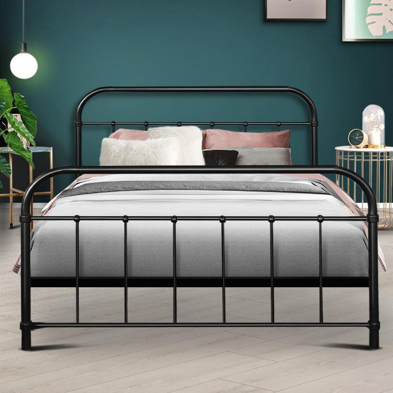 Metal Double Bed Frame Black - Furniture > Bedroom - Rivercity House & Home Co. (ABN 18 642 972 209) - Affordable Modern Furniture Australia