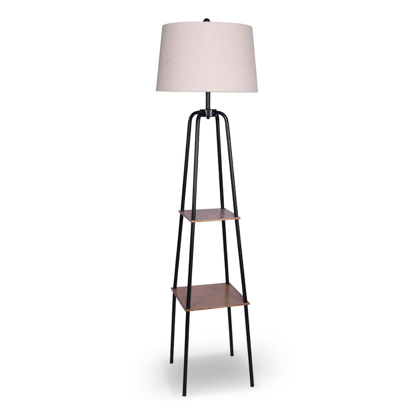 Metal Etagere Floor Lamp Shade Metal Shelf in Wood Finish - Home & Garden > Lighting - Rivercity House & Home Co. (ABN 18 642 972 209) - Affordable Modern Furniture Australia