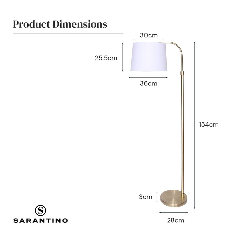 Metal Floor Lamp Brass Finish Adjustable Height - Home & Garden > Lighting - Rivercity House & Home Co. (ABN 18 642 972 209) - Affordable Modern Furniture Australia