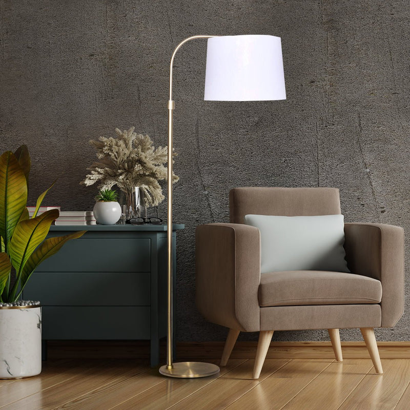 Metal Floor Lamp Brass Finish Adjustable Height - Home & Garden > Lighting - Rivercity House & Home Co. (ABN 18 642 972 209) - Affordable Modern Furniture Australia