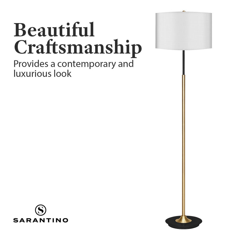 Metal Floor Lamp Brushed Brass Finish with White Shade - Home & Garden > Lighting - Rivercity House & Home Co. (ABN 18 642 972 209) - Affordable Modern Furniture Australia