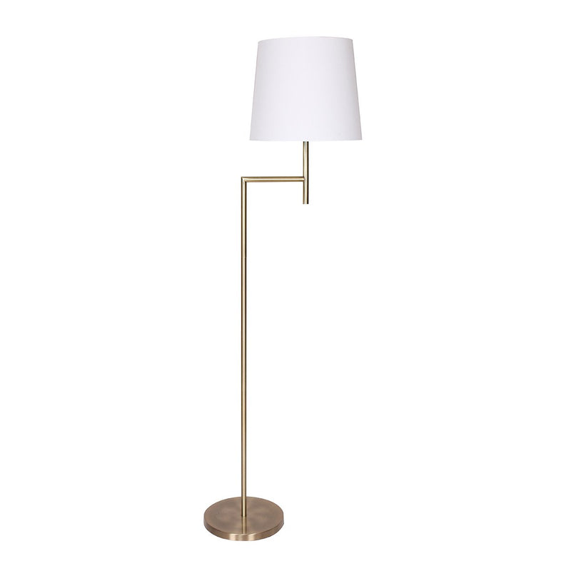 Metal Floor Lamp in Antique Brass Finish with Cream Linen Fabric Shade - Home & Garden > Lighting - Rivercity House & Home Co. (ABN 18 642 972 209) - Affordable Modern Furniture Australia