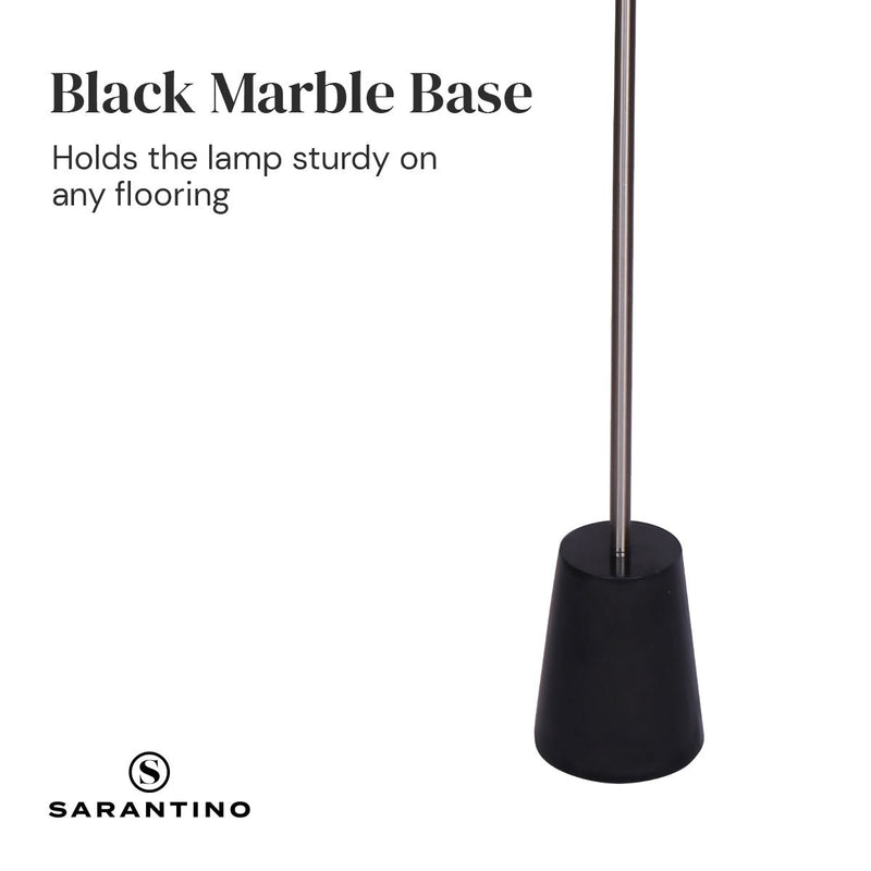 Metal Floor Lamp Nickel Finish with Black Marble Base - Home & Garden > Lighting - Rivercity House & Home Co. (ABN 18 642 972 209) - Affordable Modern Furniture Australia