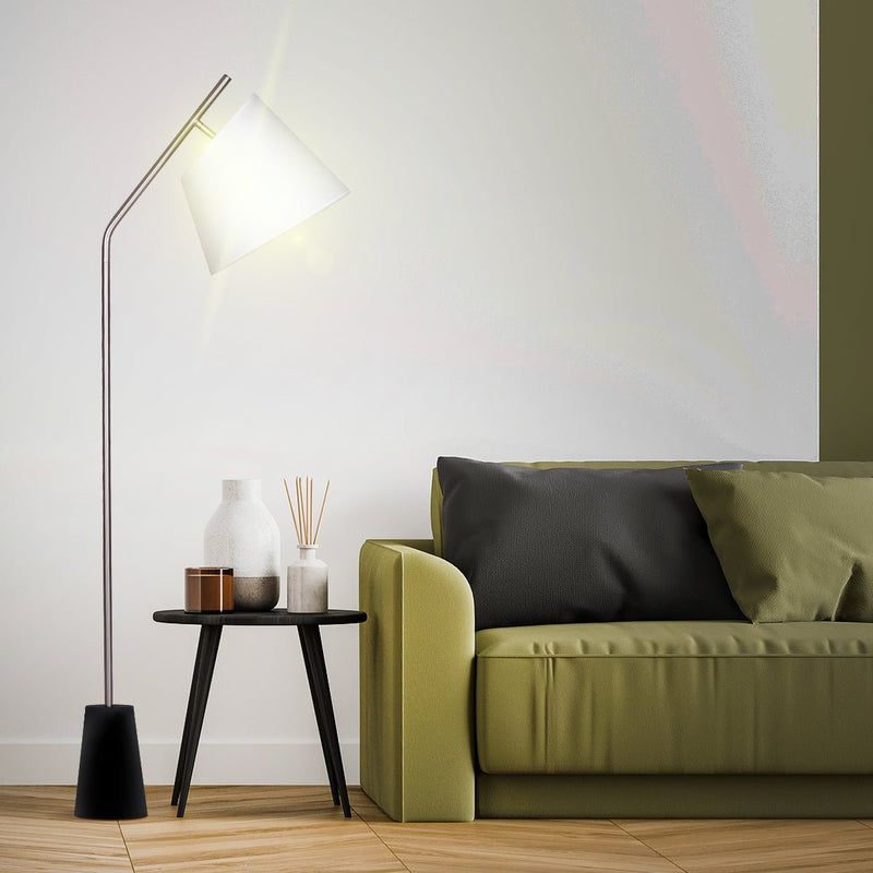 Metal Floor Lamp Nickel Finish with Black Marble Base - Home & Garden > Lighting - Rivercity House & Home Co. (ABN 18 642 972 209) - Affordable Modern Furniture Australia