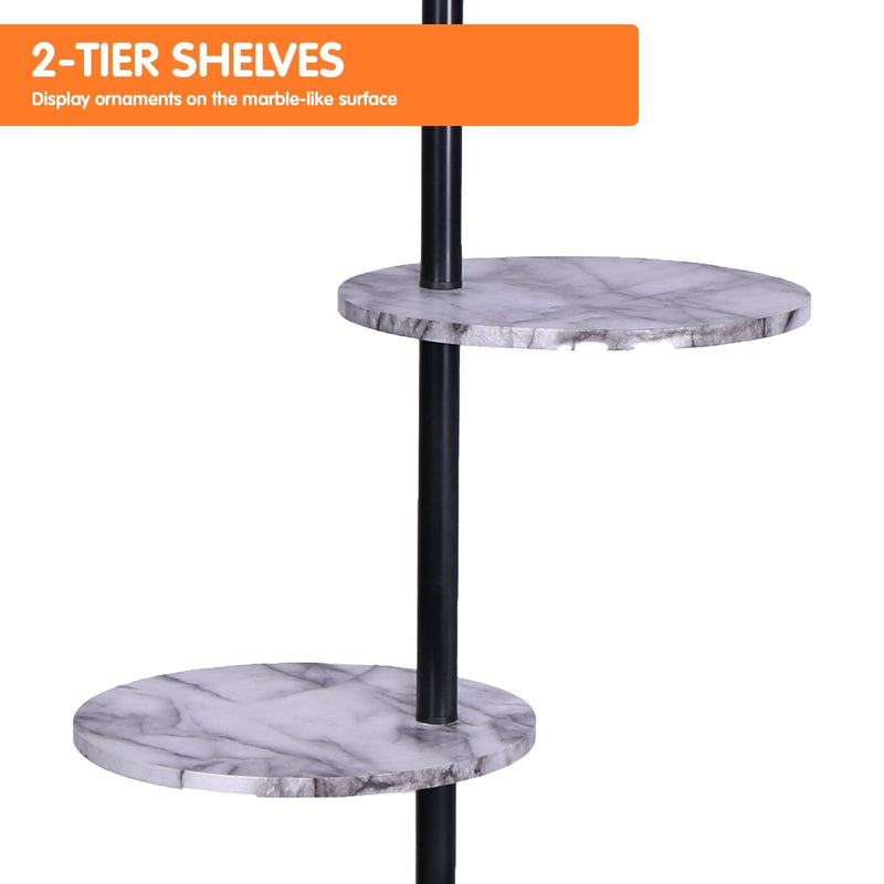 Metal Floor Lamp Shade Black Post in Marble Finish Shelves - Home & Garden > Lighting - Rivercity House & Home Co. (ABN 18 642 972 209) - Affordable Modern Furniture Australia