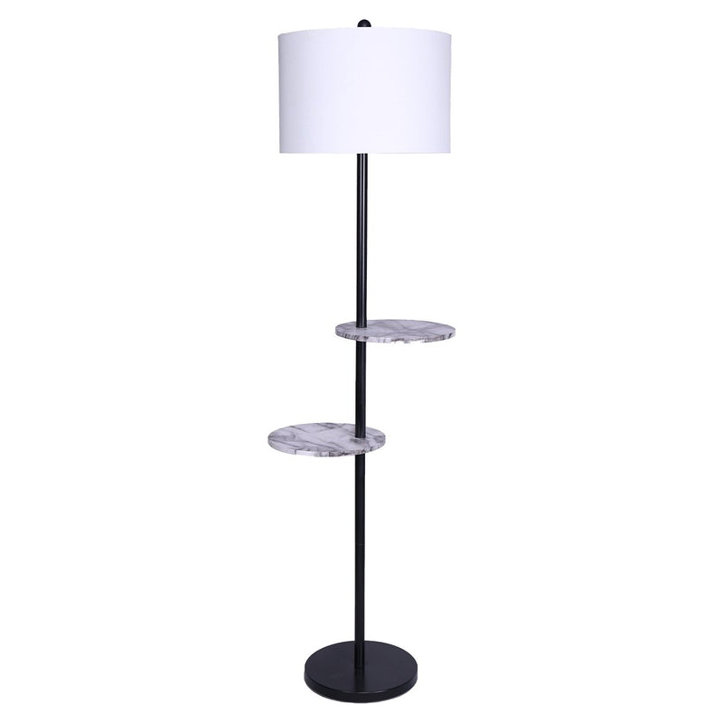 Metal Floor Lamp Shade Black Post in Marble Finish Shelves - Home & Garden > Lighting - Rivercity House & Home Co. (ABN 18 642 972 209) - Affordable Modern Furniture Australia