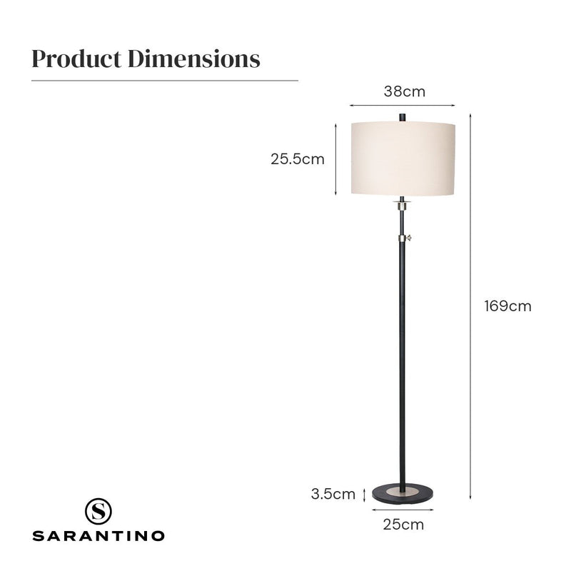 Metal Floor Lamp with Cream Drum Shade - Home & Garden > Lighting - Rivercity House & Home Co. (ABN 18 642 972 209) - Affordable Modern Furniture Australia