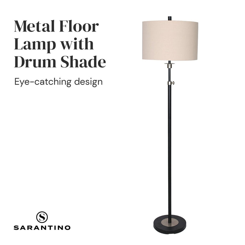 Metal Floor Lamp with Cream Drum Shade - Home & Garden > Lighting - Rivercity House & Home Co. (ABN 18 642 972 209) - Affordable Modern Furniture Australia