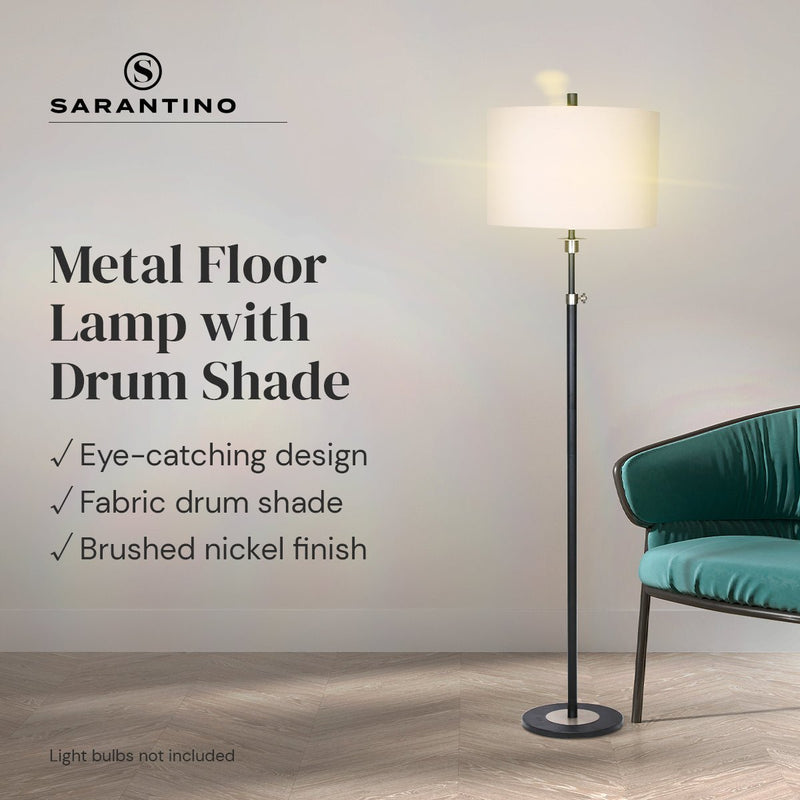 Metal Floor Lamp with Cream Drum Shade - Home & Garden > Lighting - Rivercity House & Home Co. (ABN 18 642 972 209) - Affordable Modern Furniture Australia