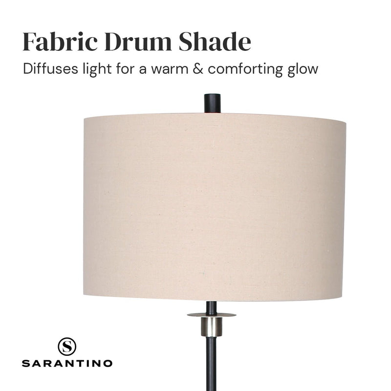 Metal Floor Lamp with Cream Drum Shade - Home & Garden > Lighting - Rivercity House & Home Co. (ABN 18 642 972 209) - Affordable Modern Furniture Australia