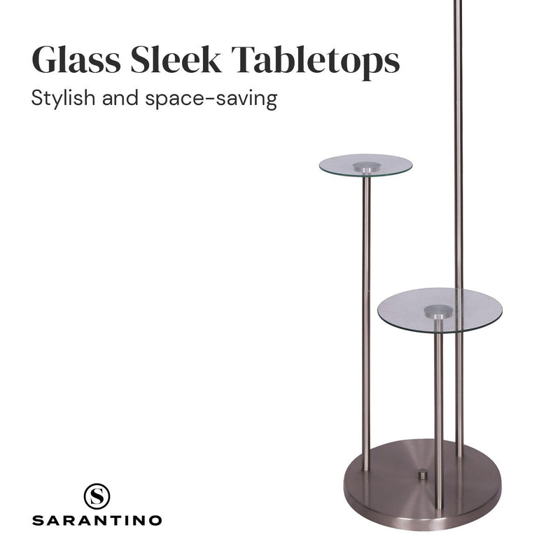 Metal Floor Lamp with Glass Shelves - Home & Garden > Lighting - Rivercity House & Home Co. (ABN 18 642 972 209) - Affordable Modern Furniture Australia