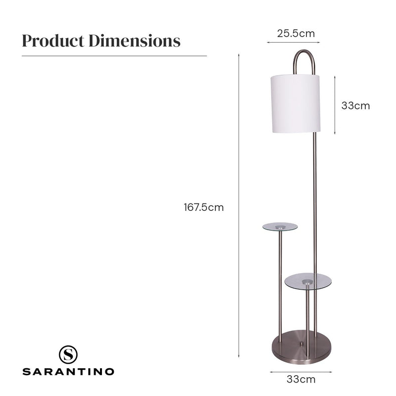 Metal Floor Lamp with Glass Shelves - Home & Garden > Lighting - Rivercity House & Home Co. (ABN 18 642 972 209) - Affordable Modern Furniture Australia