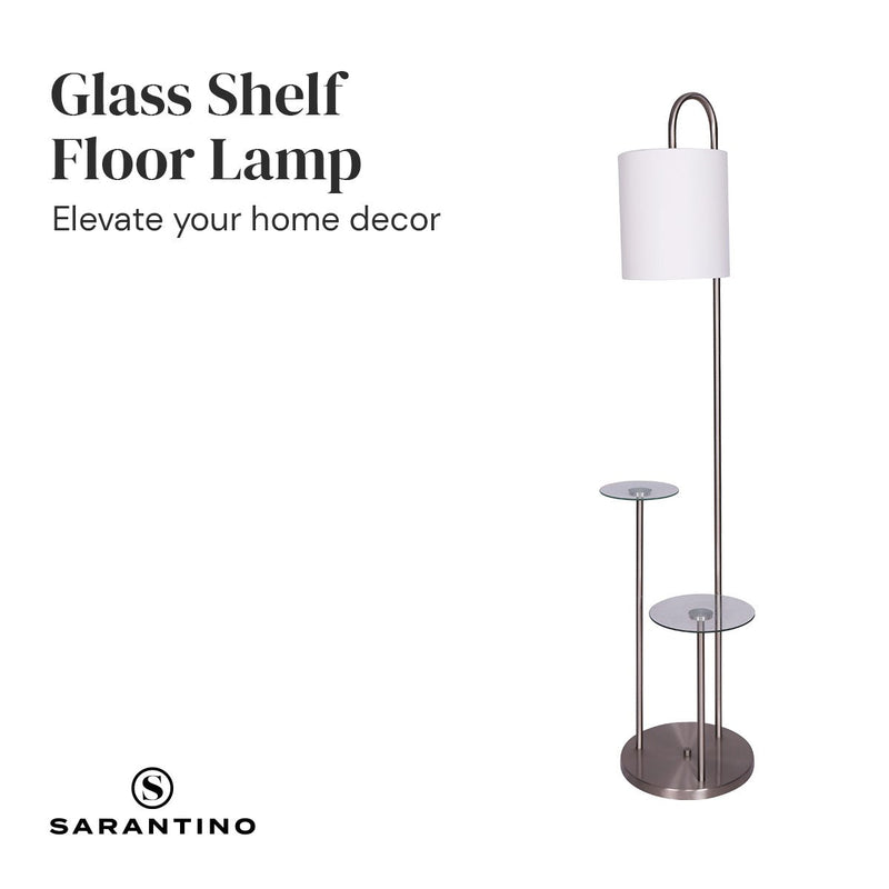 Metal Floor Lamp with Glass Shelves - Home & Garden > Lighting - Rivercity House & Home Co. (ABN 18 642 972 209) - Affordable Modern Furniture Australia