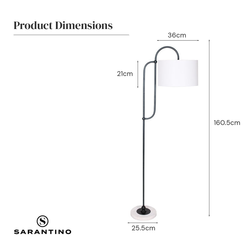 Metal Floor Lamp with Marble Base & Off-White Shade - Home & Garden > Lighting - Rivercity House & Home Co. (ABN 18 642 972 209) - Affordable Modern Furniture Australia