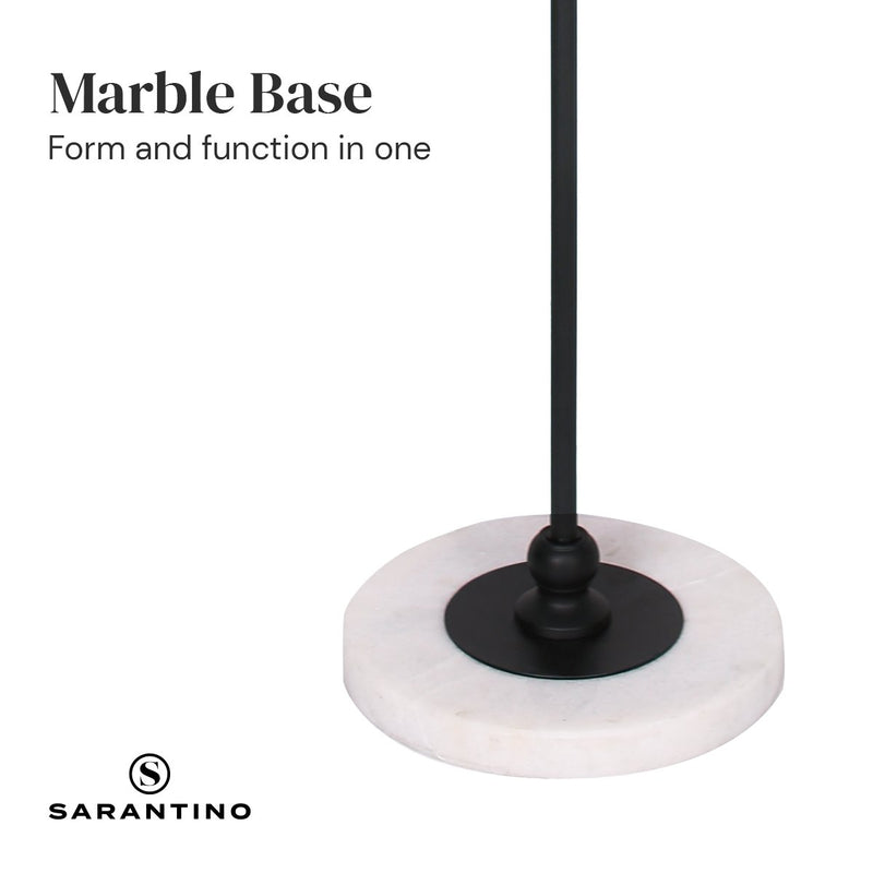 Metal Floor Lamp with Marble Base & Off-White Shade - Home & Garden > Lighting - Rivercity House & Home Co. (ABN 18 642 972 209) - Affordable Modern Furniture Australia