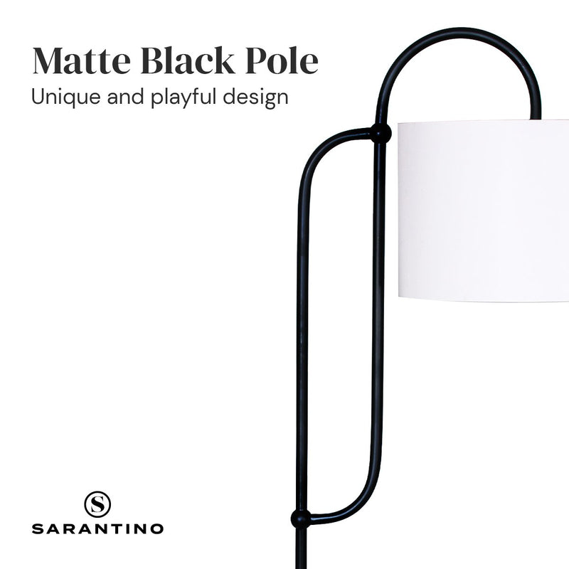 Metal Floor Lamp with Marble Base & Off-White Shade - Home & Garden > Lighting - Rivercity House & Home Co. (ABN 18 642 972 209) - Affordable Modern Furniture Australia