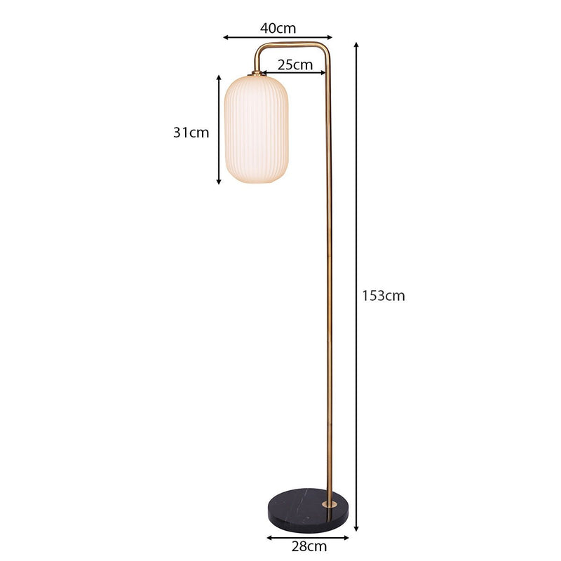 Metal Floor Lamp With Opal Glass Shade - Home & Garden > Lighting - Rivercity House & Home Co. (ABN 18 642 972 209) - Affordable Modern Furniture Australia