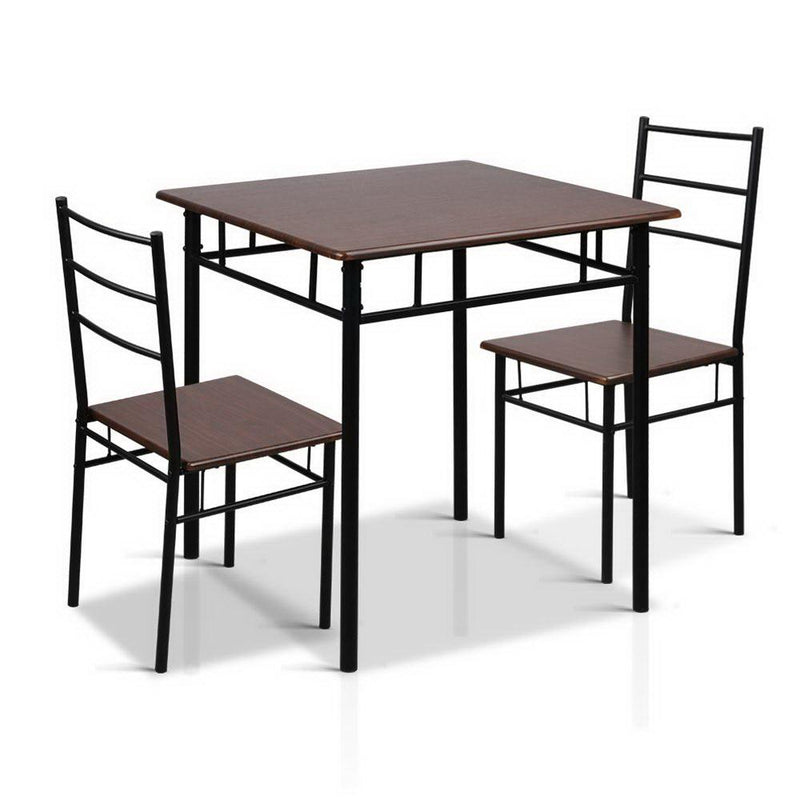 Metal Table and Chairs - Walnut & Black - Rivercity House & Home Co. (ABN 18 642 972 209) - Affordable Modern Furniture Australia