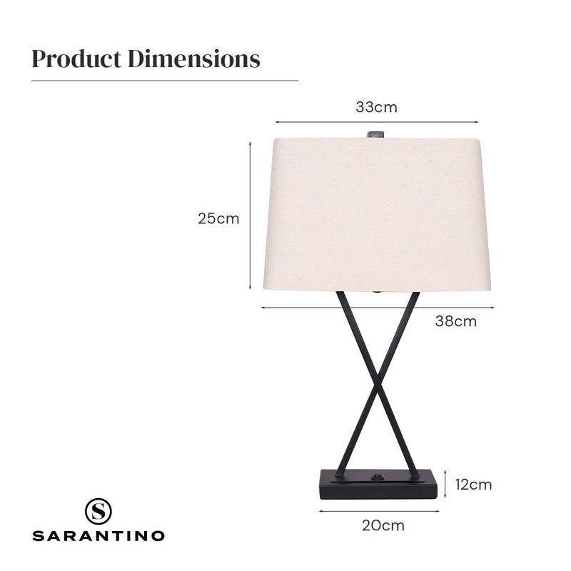 Metal Table Lamp Pair Rectangular Shade X Stand - Home & Garden > Lighting - Rivercity House & Home Co. (ABN 18 642 972 209) - Affordable Modern Furniture Australia