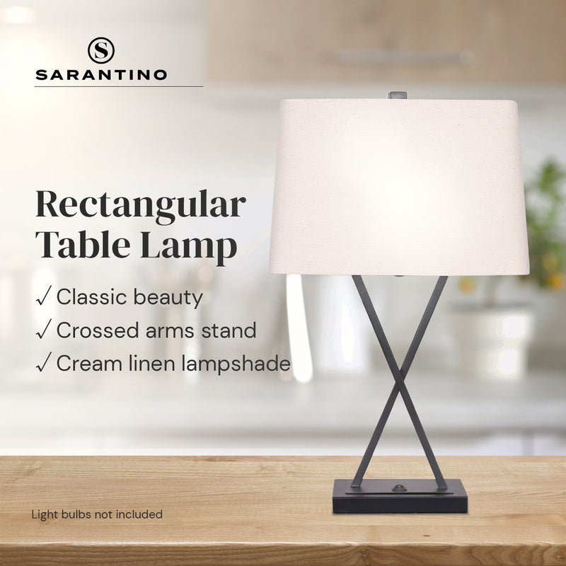 Metal Table Lamp Pair Rectangular Shade X Stand - Home & Garden > Lighting - Rivercity House & Home Co. (ABN 18 642 972 209) - Affordable Modern Furniture Australia