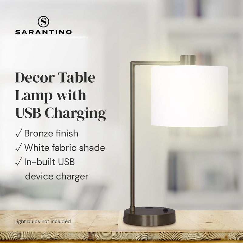 Metal Task Lamp with USB Charging Port Bronze Finish - Home & Garden > Lighting - Rivercity House & Home Co. (ABN 18 642 972 209) - Affordable Modern Furniture Australia