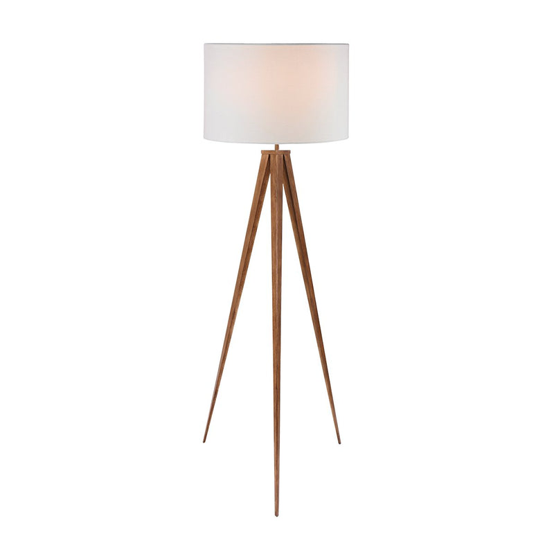 Metal Tripod Floor Spot Lamp Shade Drum in Wooden Finish - Home & Garden > Lighting - Rivercity House & Home Co. (ABN 18 642 972 209) - Affordable Modern Furniture Australia