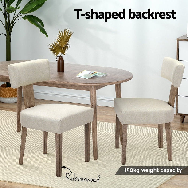 Milford Dining Chairs Beige Fabric Set of 2 - Furniture > Bar Stools & Chairs - Rivercity House & Home Co. (ABN 18 642 972 209) - Affordable Modern Furniture Australia