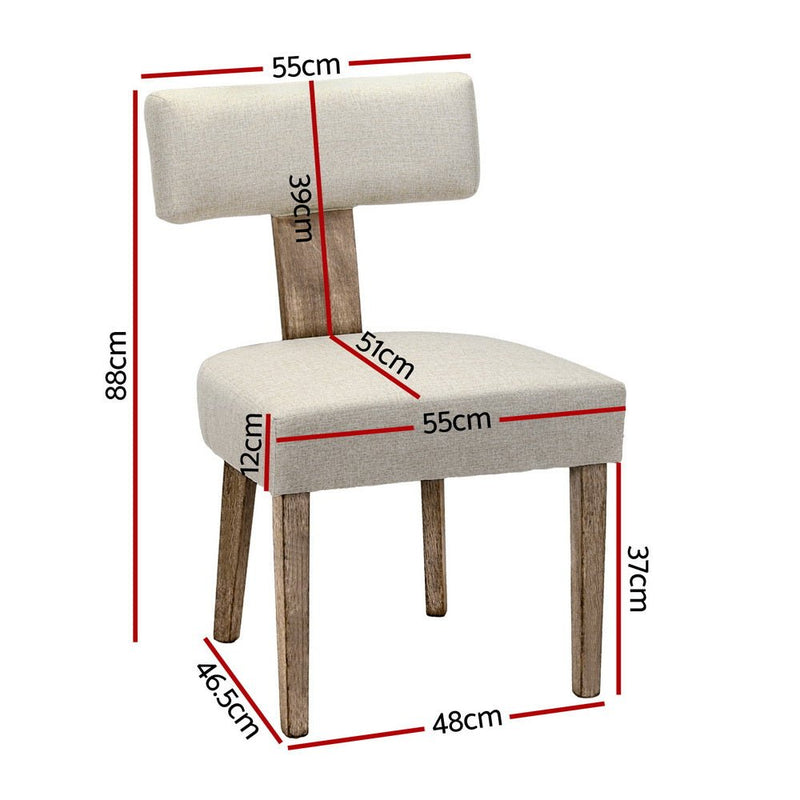 Milford Dining Chairs Beige Fabric Set of 2 - Furniture > Bar Stools & Chairs - Rivercity House & Home Co. (ABN 18 642 972 209) - Affordable Modern Furniture Australia