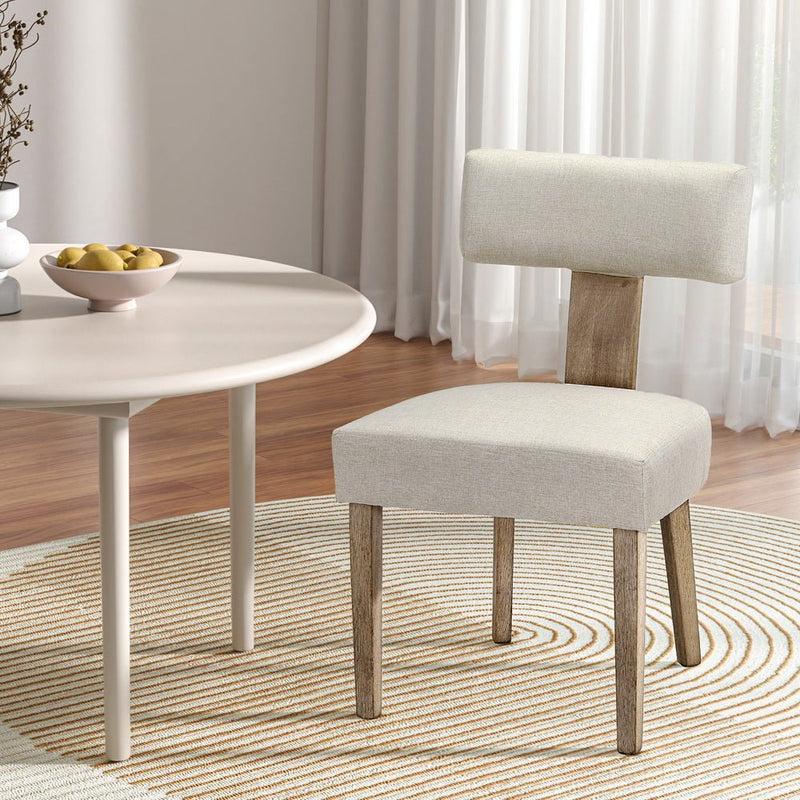 Milford Dining Chairs Beige Fabric Set of 2 - Furniture > Bar Stools & Chairs - Rivercity House & Home Co. (ABN 18 642 972 209) - Affordable Modern Furniture Australia