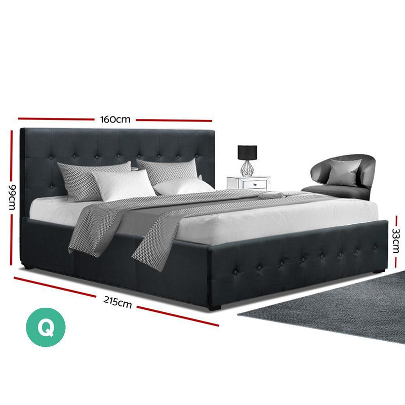 Mindil Storage Queen Bed Frame Charcoal - Furniture > Bedroom - Rivercity House & Home Co. (ABN 18 642 972 209) - Affordable Modern Furniture Australia