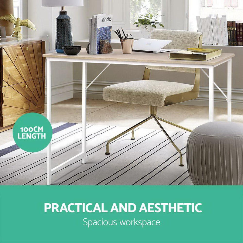 Minimalist Metal Desk (White) - Rivercity House & Home Co. (ABN 18 642 972 209) - Affordable Modern Furniture Australia