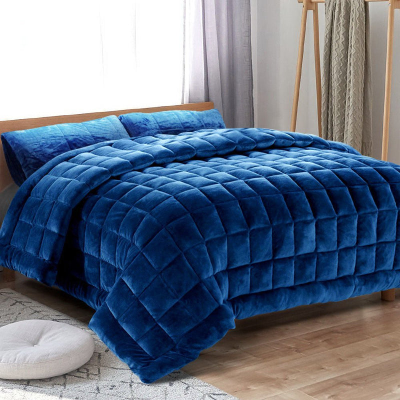 Mink Quilt Comforter Super King Size Navy - Rivercity House & Home Co. (ABN 18 642 972 209) - Affordable Modern Furniture Australia