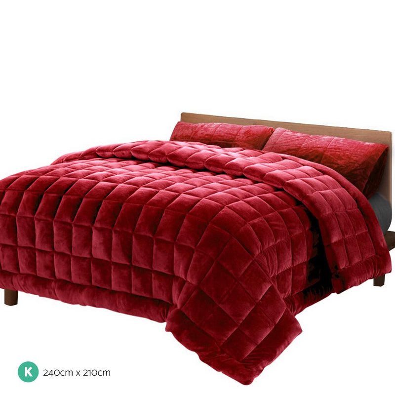Mink Quilt Comforter Throw Blanket Burgundy King - Rivercity House & Home Co. (ABN 18 642 972 209) - Affordable Modern Furniture Australia