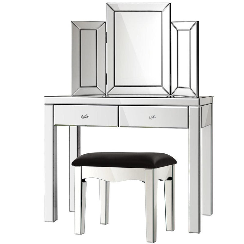 Mirrored Furniture Dressing Table Dresser Chest of Drawers Mirror Stool - Furniture - Rivercity House & Home Co. (ABN 18 642 972 209) - Affordable Modern Furniture Australia