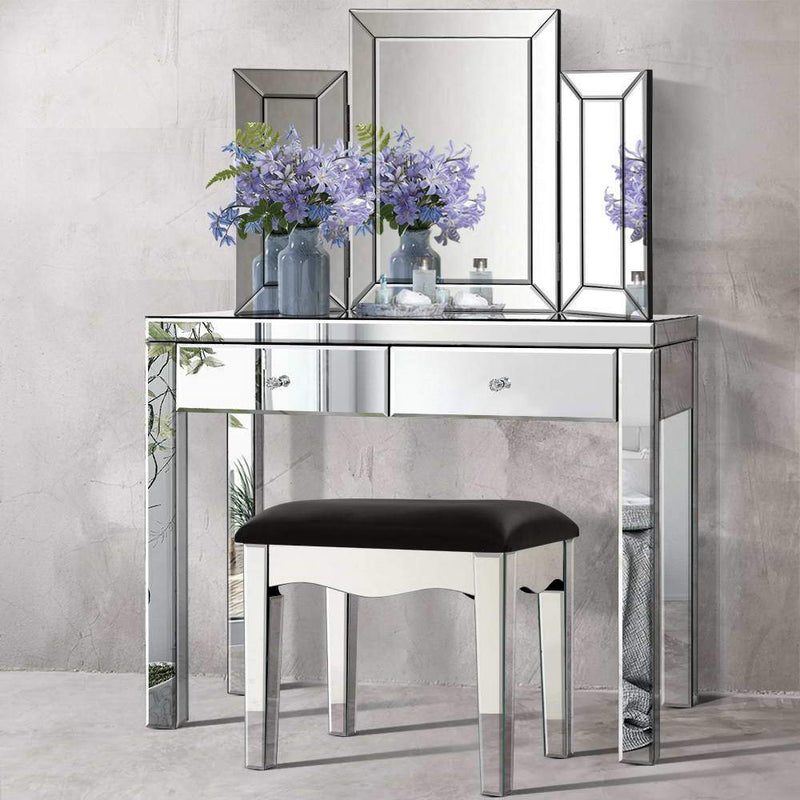 Mirrored Furniture Dressing Table Dresser Chest of Drawers Mirror Stool - Furniture - Rivercity House & Home Co. (ABN 18 642 972 209) - Affordable Modern Furniture Australia