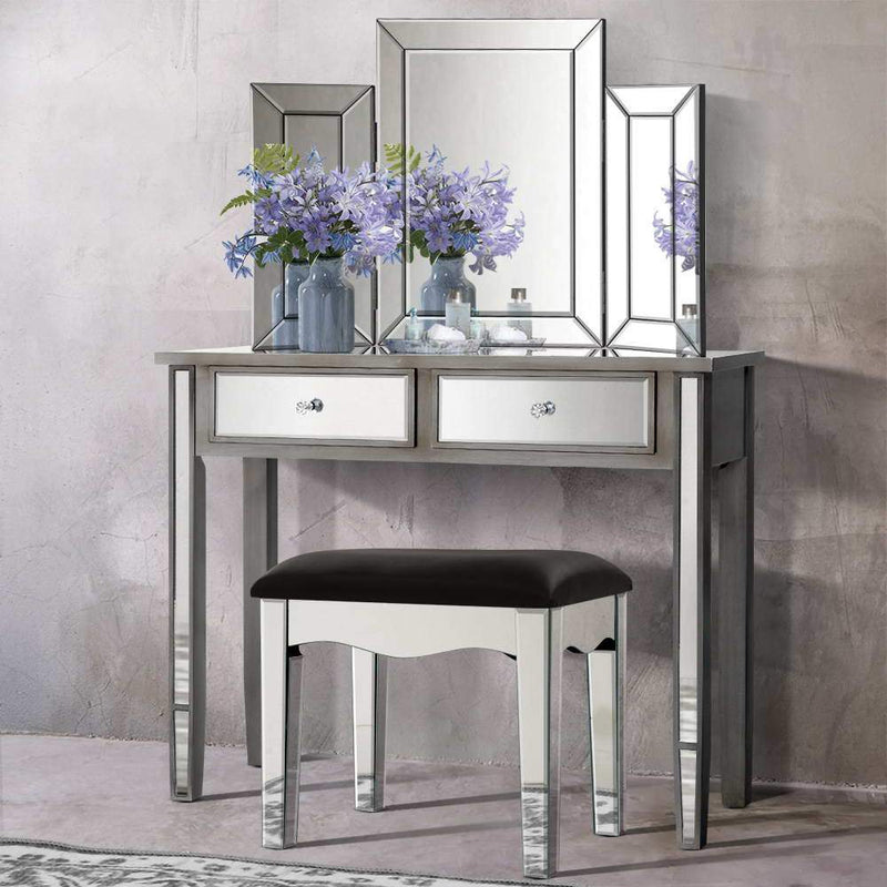 Mirrored Furniture Dressing Table Dresser Mirror Stool Chest of Drawers - Furniture - Rivercity House & Home Co. (ABN 18 642 972 209) - Affordable Modern Furniture Australia