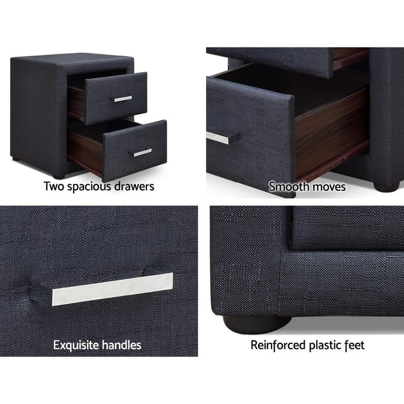 Moda Bedside Table Charcoal - Rivercity House & Home Co. (ABN 18 642 972 209) - Affordable Modern Furniture Australia