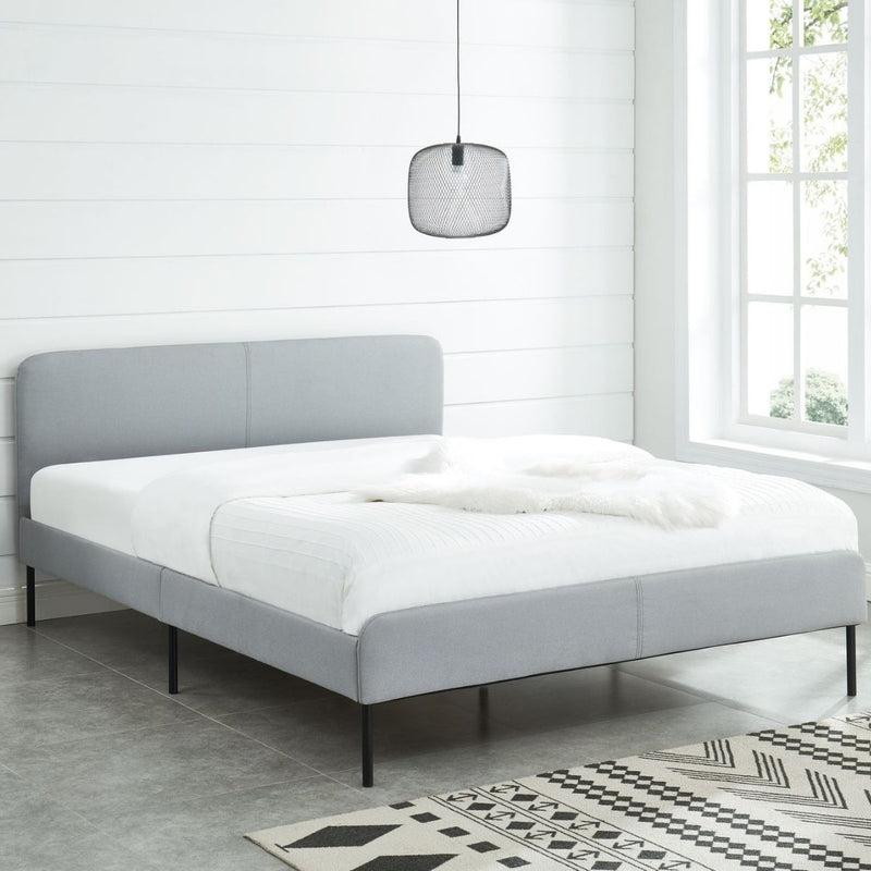 Modern Minimalist Stone Grey Bed frame with Curved Headboard Queen - Furniture > Bedroom - Rivercity House And Home Co.