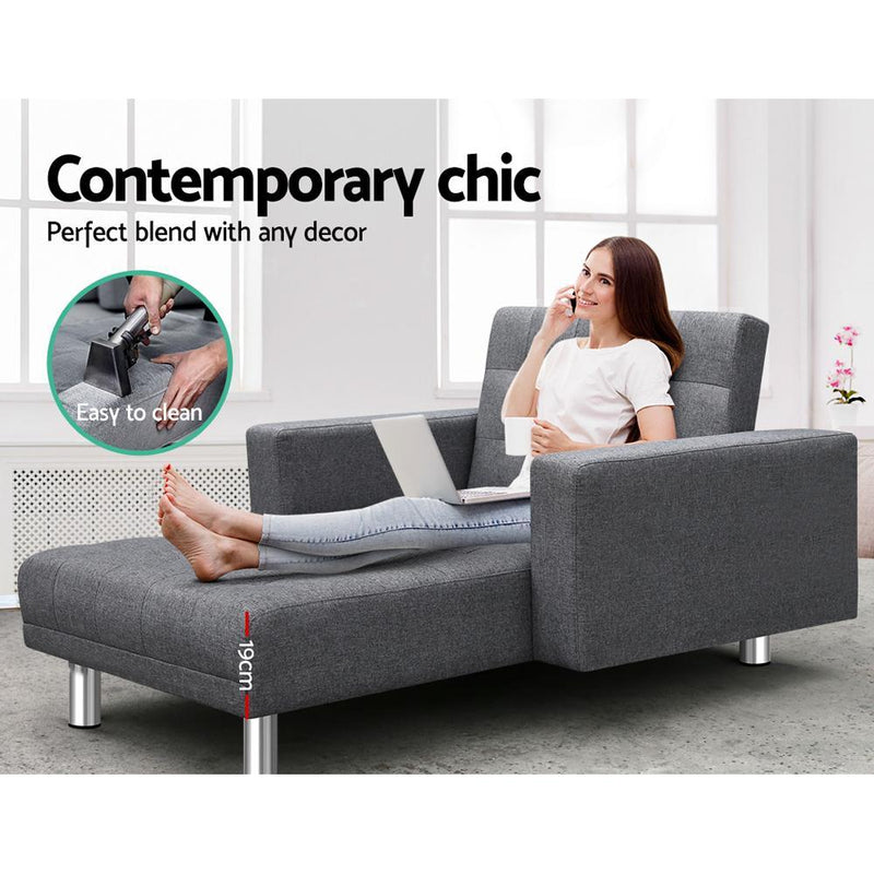 Modular Fabric Sofa Bed (Grey) - Furniture > Sofas - Rivercity House & Home Co. (ABN 18 642 972 209) - Affordable Modern Furniture Australia