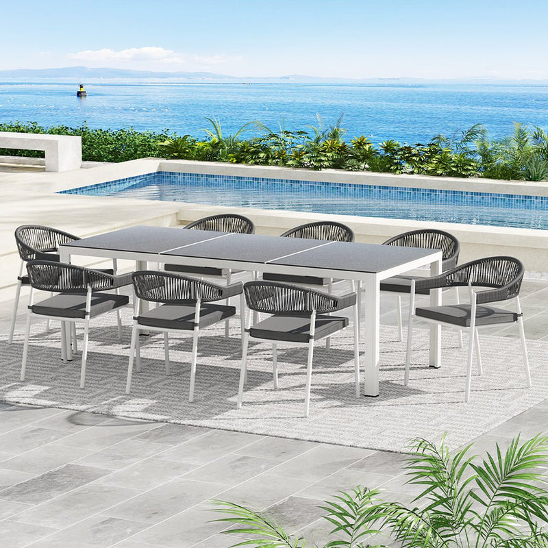 Mooloolaba 9 Piece Outdoor Dining Set - Grey - Furniture > Outdoor - Rivercity House & Home Co. (ABN 18 642 972 209) - Affordable Modern Furniture Australia