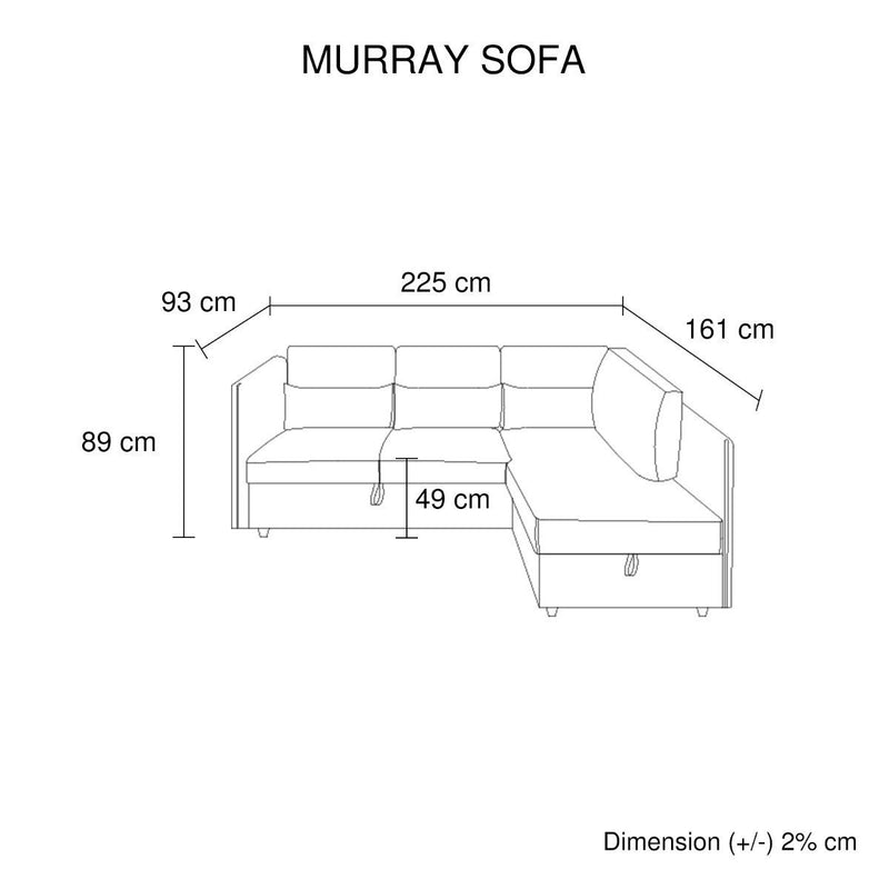 Murray Corner Sofa Bed (Grey) - Furniture > Living Room - Rivercity House & Home Co. (ABN 18 642 972 209) - Affordable Modern Furniture Australia