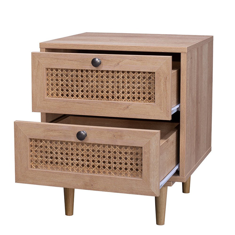 Rattan Bedside Table With 2 Drawers - Furniture > Bedroom - Rivercity House & Home Co. (ABN 18 642 972 209) - Affordable Modern Furniture Australia