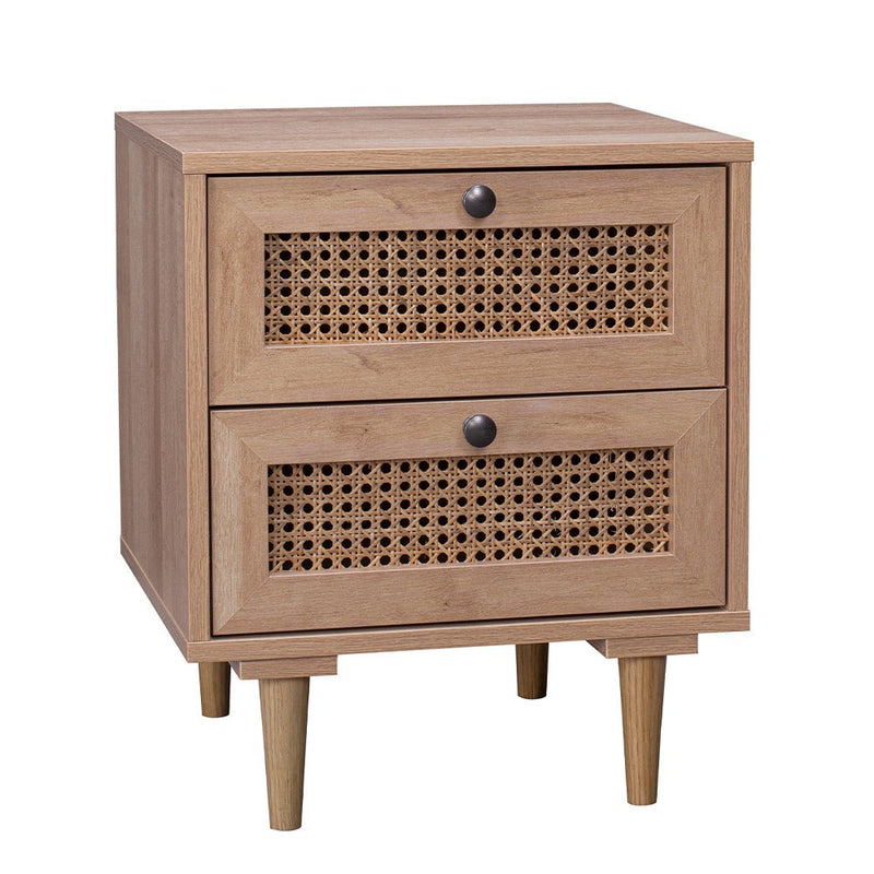 Rattan Bedside Table With 2 Drawers - Furniture > Bedroom - Rivercity House & Home Co. (ABN 18 642 972 209) - Affordable Modern Furniture Australia