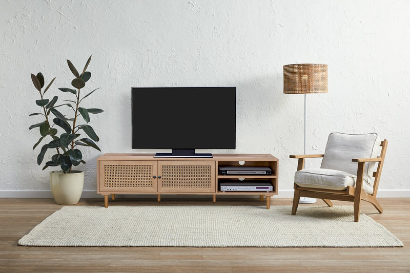 Rattan TV Stand Entertainment Unit With 2 Doors & Shelves - Furniture > Living Room - Rivercity House & Home Co. (ABN 18 642 972 209) - Affordable Modern Furniture Australia