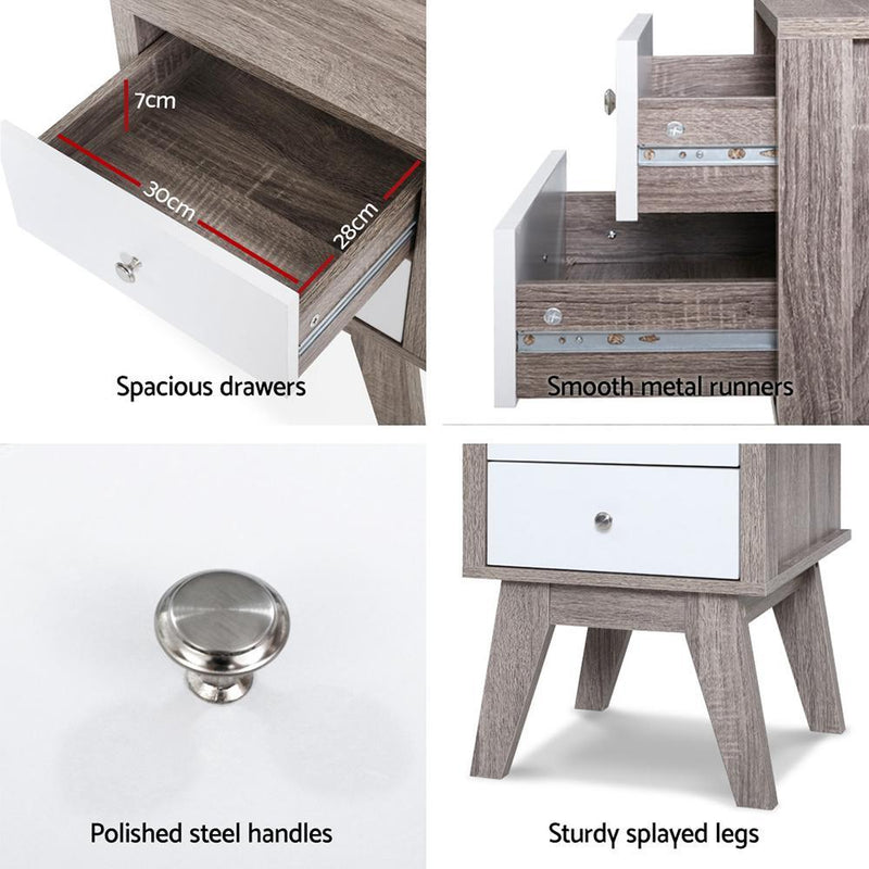 Nordic Style Bedside Table Natural Dark Woodgrain - Furniture > Bedroom - Rivercity House & Home Co. (ABN 18 642 972 209) - Affordable Modern Furniture Australia