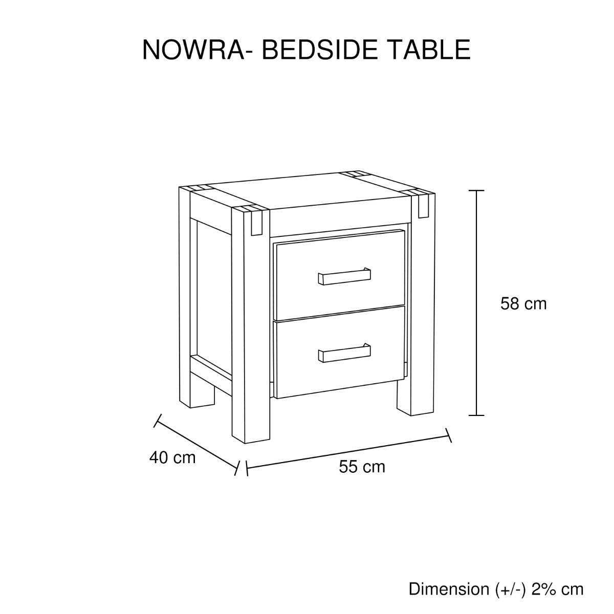 Nowra 2 Drawer Bedside Table - Rivercity House & Home Co. (ABN 18 642 972 209) - Affordable Modern Furniture Australia