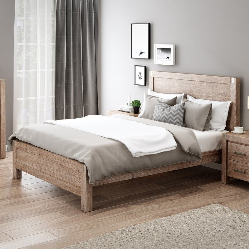 Nowra Wooden Double Bed Frame Oak - Rivercity House & Home Co. (ABN 18 642 972 209) - Affordable Modern Furniture Australia