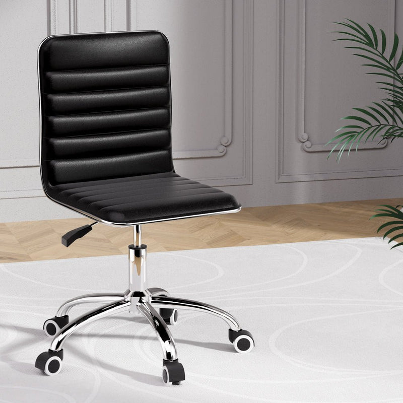 Low Back Office PU Leather Computer Chair Black - Furniture > Office - Rivercity House & Home Co. (ABN 18 642 972 209) - Affordable Modern Furniture Australia