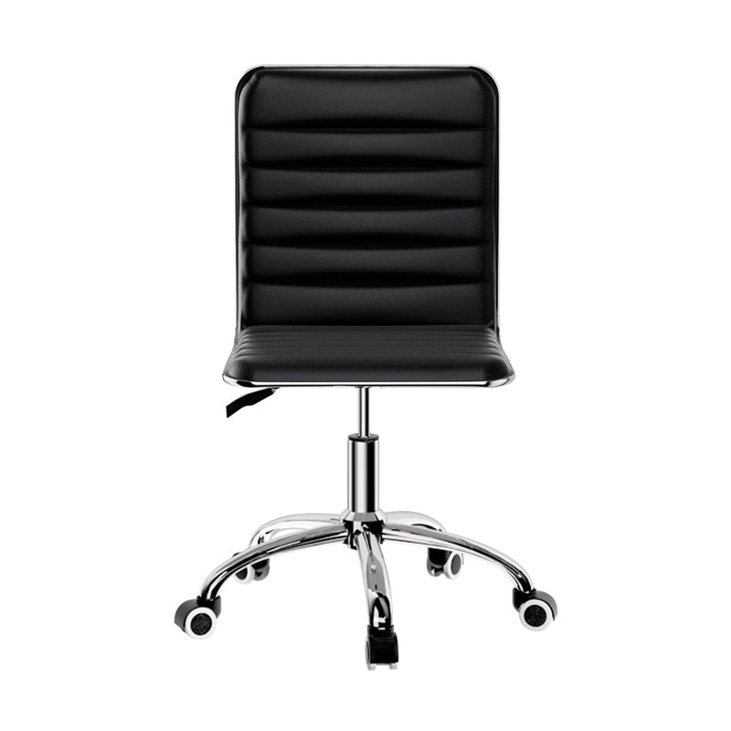 Office Chair Computer Desk Gaming Chairs PU Leather Low Back Black - Furniture > Office - Rivercity House & Home Co. (ABN 18 642 972 209)