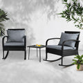 Outdoor 3 Piece Outdoor Chair Rocking Set - Black